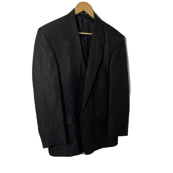 VINTAGE Guy Laroche Paris Black Men’s Linen Blend Blazer Jacket Sz 40R (42R) - Picture 6 of 16